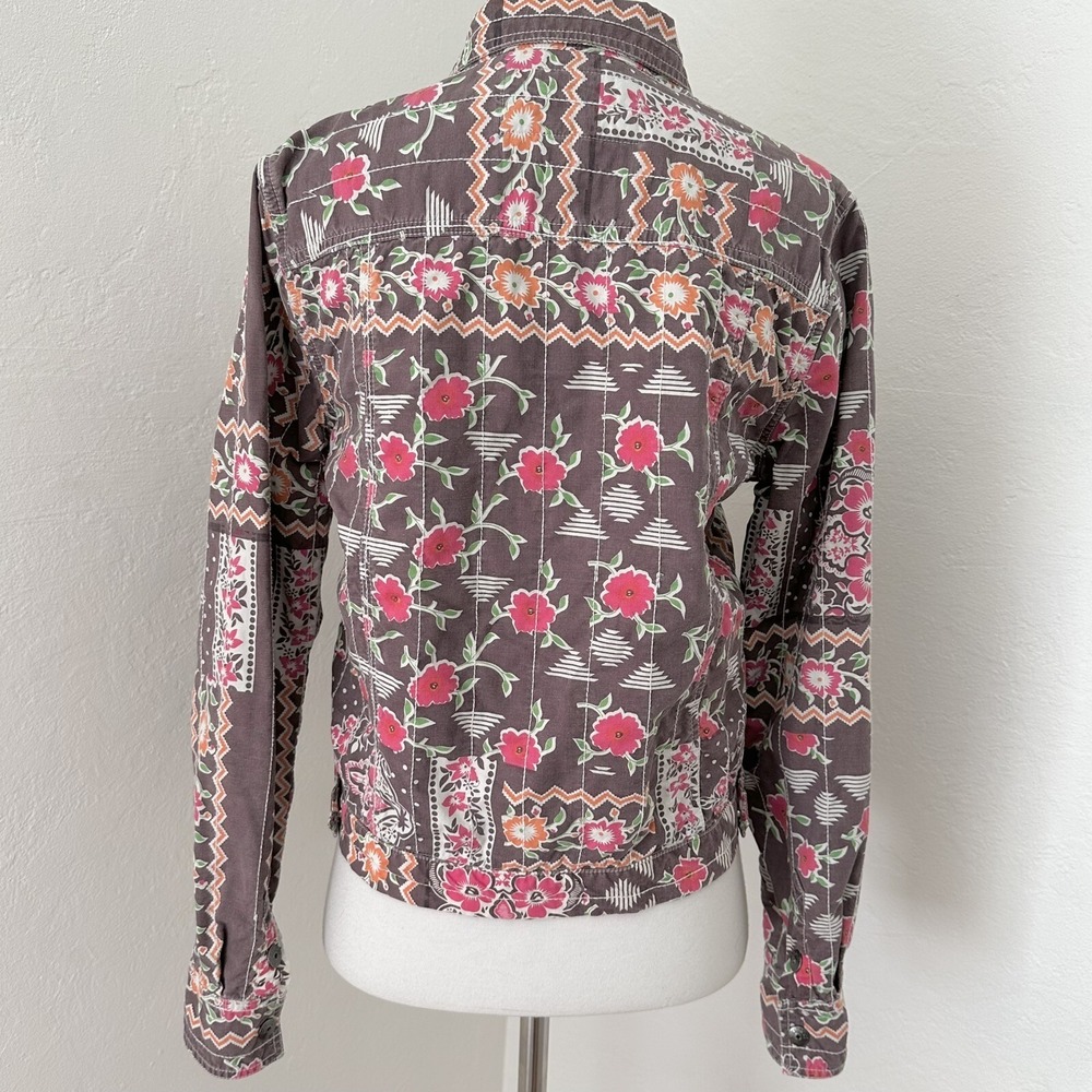 Gramicci Jacket Womens Medium Aztec Floral Hippie Boho Funky Cotton Snap Front - Picture 4 of 8